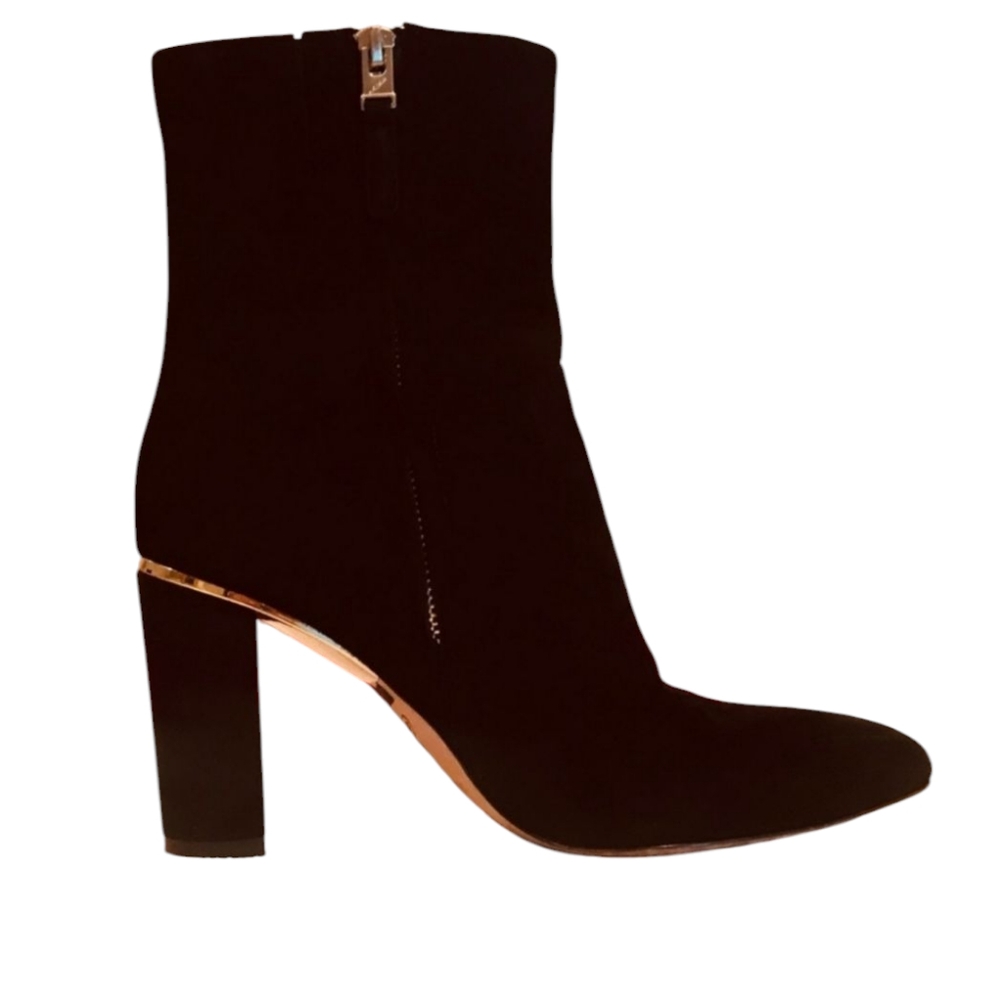 Brian Atwood Black Ankle Booties with Suede Finish